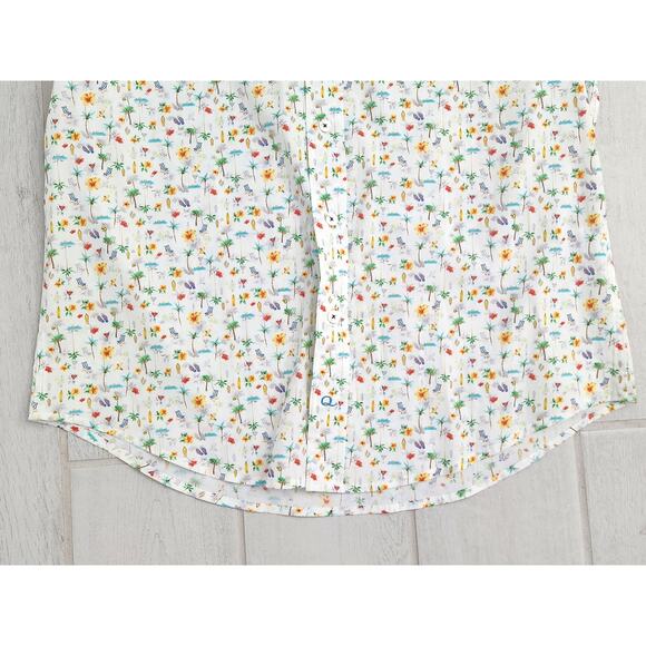 Quieti Performance Stretch Men's XL Tropical Island Vacation Surf Button Shirt - Picture 4 of 9